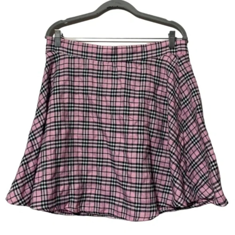 Hot Topic Pink Plaid Mini Skirt